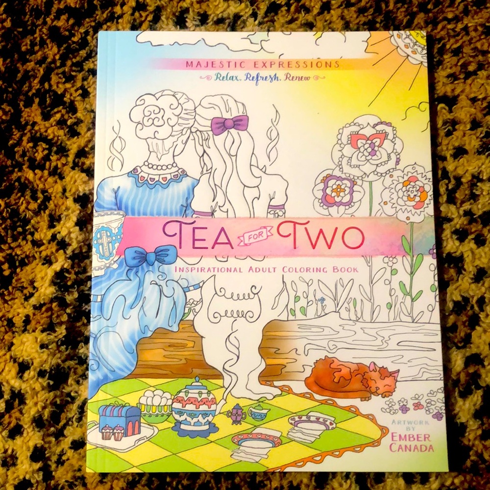 NWT Tea for Two inspirational adult coloring book with scriptures Ember Canada
